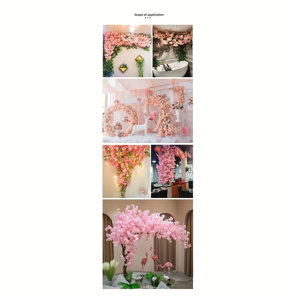 Ramas artificiales de cerezo en flor rosa para decoración de arcos de boda, plástico, sin energía