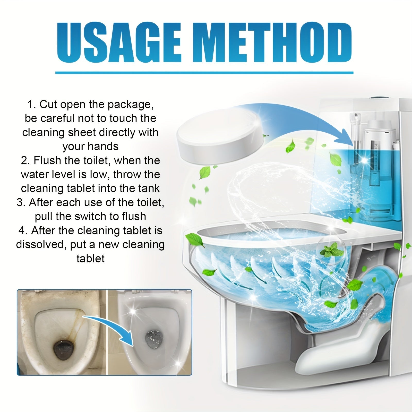 Lemon Acid Toilet Tablets Deodorizing Stain Remover for Ceramic Bowls