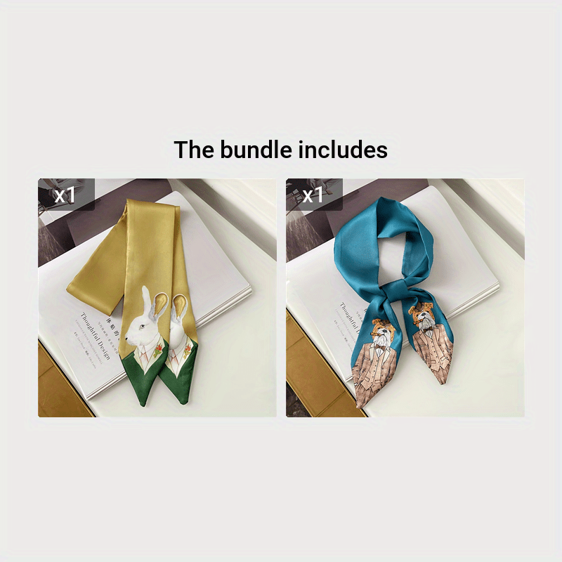 Women's Casual Decorative Neck Scarf with Animal Print in Small Silky, Thin, and Smooth fabric. Can also be worn as a Streamer Hairband.