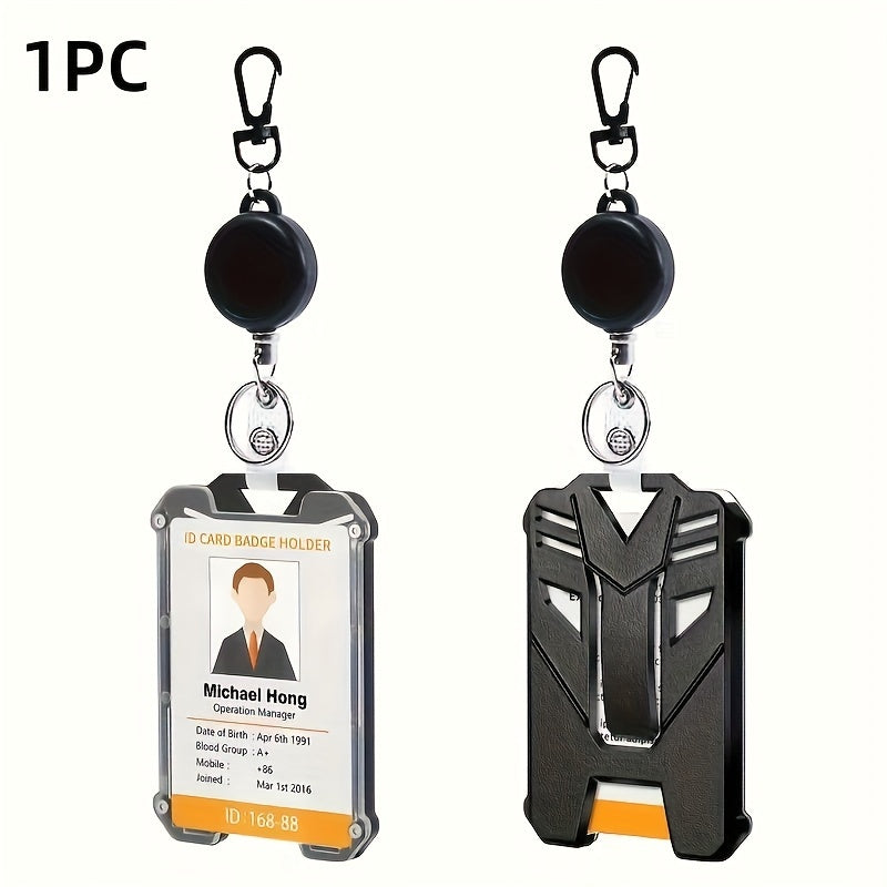 Durable Retractable ID Badge Holder with Carabiner Clip and Keychain