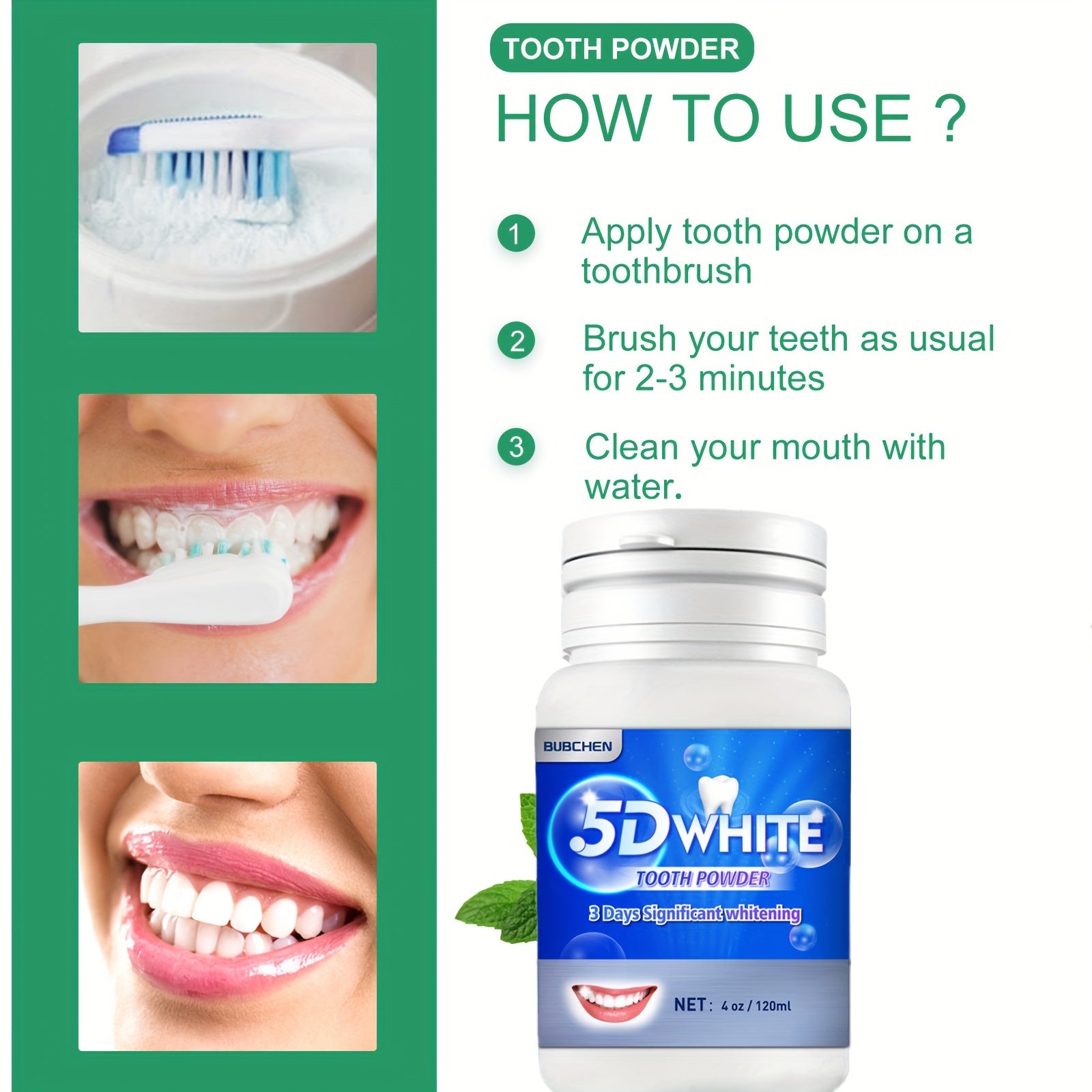 Teeth Cleaning Powder for Daily Use Deep Cleans Breath Freshening Tooth Powder