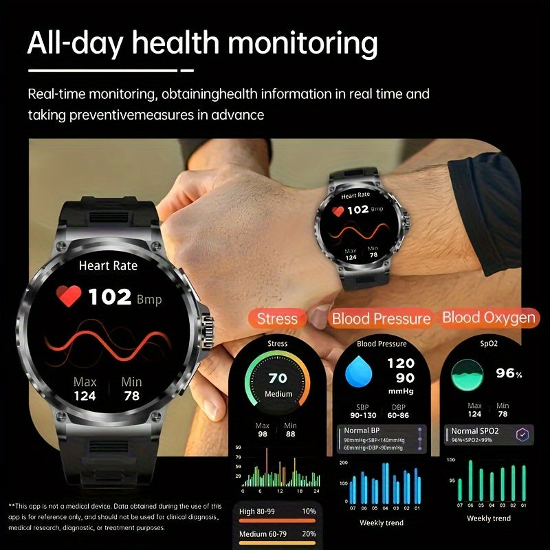 Reloj inteligente para deportes al aire libre con pantalla táctil HD, larga duración de batería, compatible con iPhone y Android