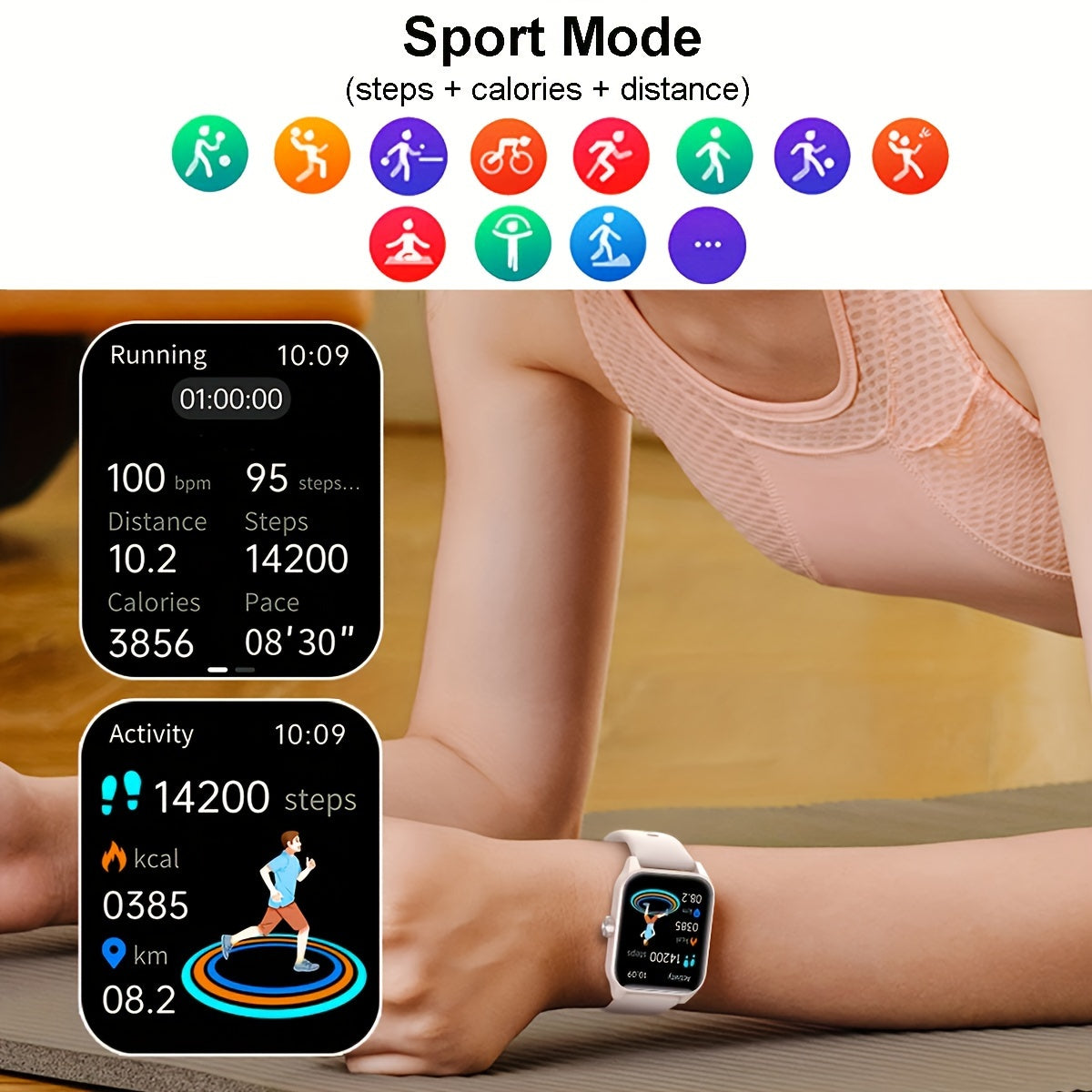 Women's Smartwatch with 1.85-Inch HD Touch Screen, 3D Dials, Long Battery Life, 100+ Sports Modes