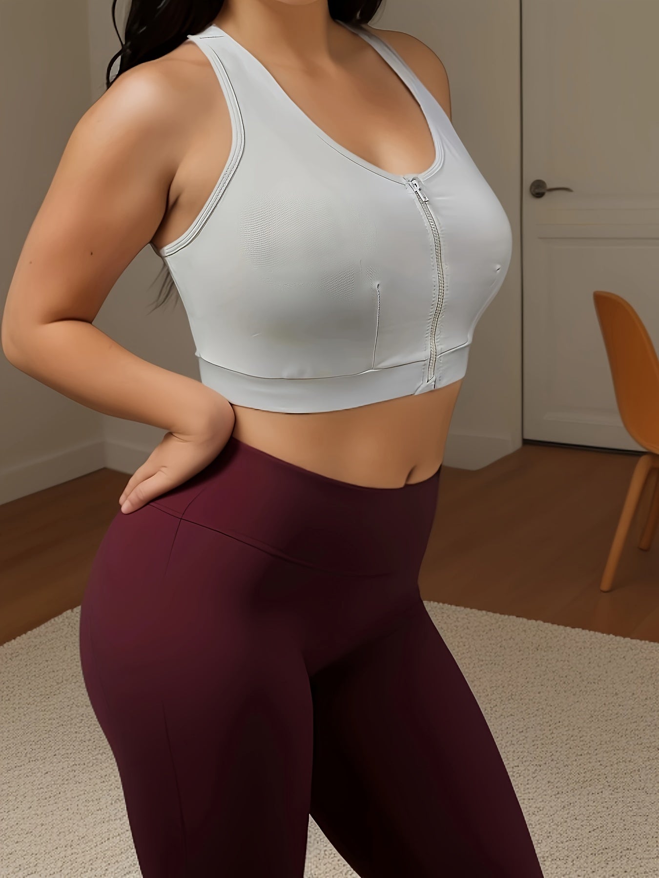 Women's Plus Size Backless Lingerie with Front Zipper Casual Top