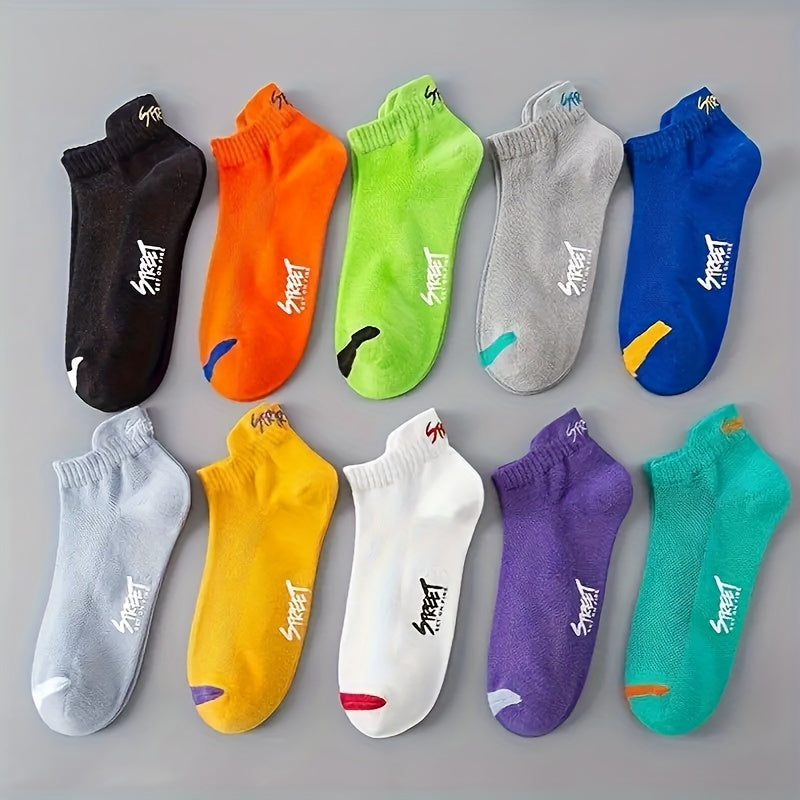 Men's Low-Cut Mesh Ankle Socks Pack of 10 Odor-Resistant Sweat-Absorbing Outdoor