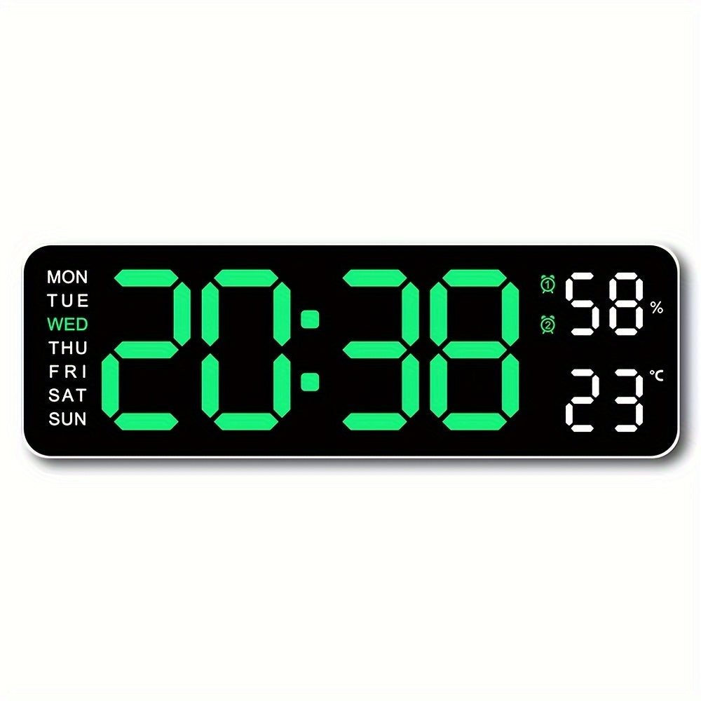 Digital Wall Clock with Temperature Humidity Display Week and Alarm