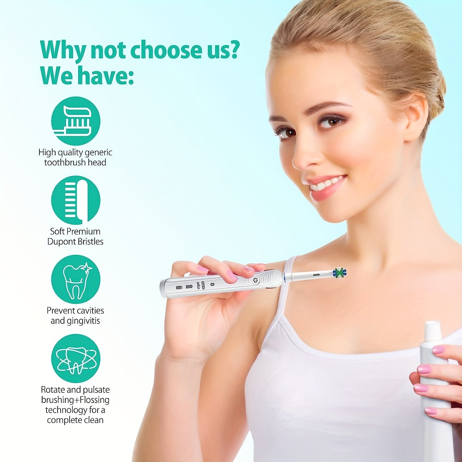 Recambio de cabezales de cepillo de dientes para cepillo eléctrico 8 unidades