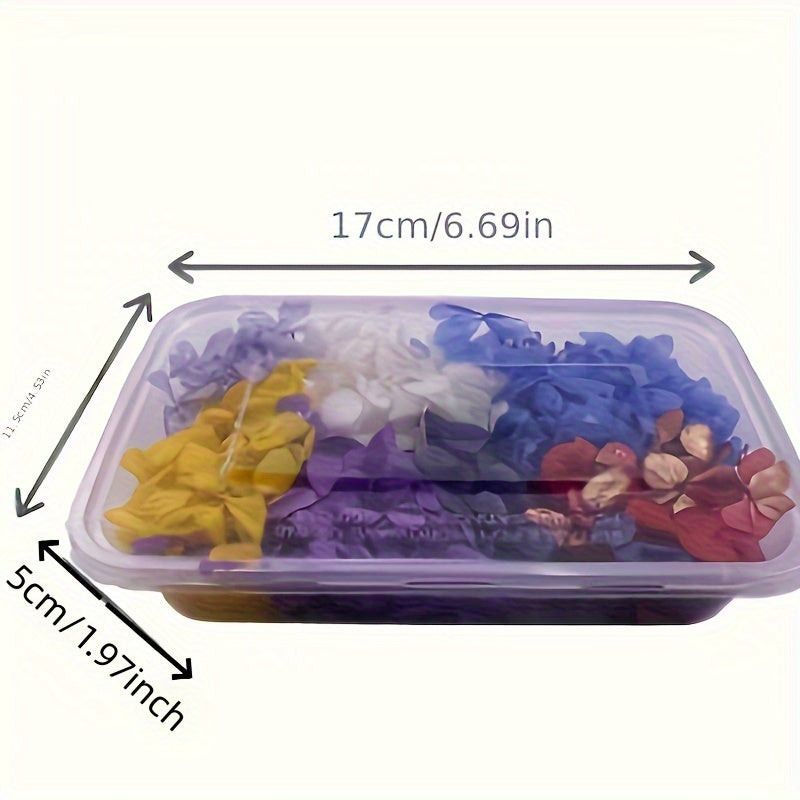 Коробка из 30 сохранившихся цветов для DIY-проектов, включая рамку для фотографий, плавающие цветочные материалы, свечи и тисненые цветы.