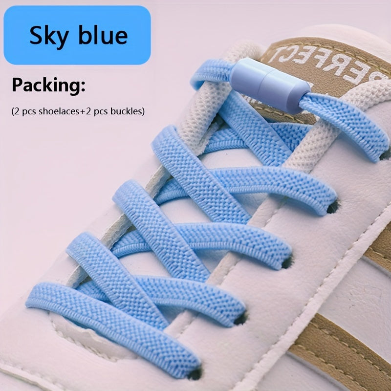 Uniseks elastik No-Tie oyoq kiyimlari rang-barang Lazy Shoe Flat Laces for Sneakers