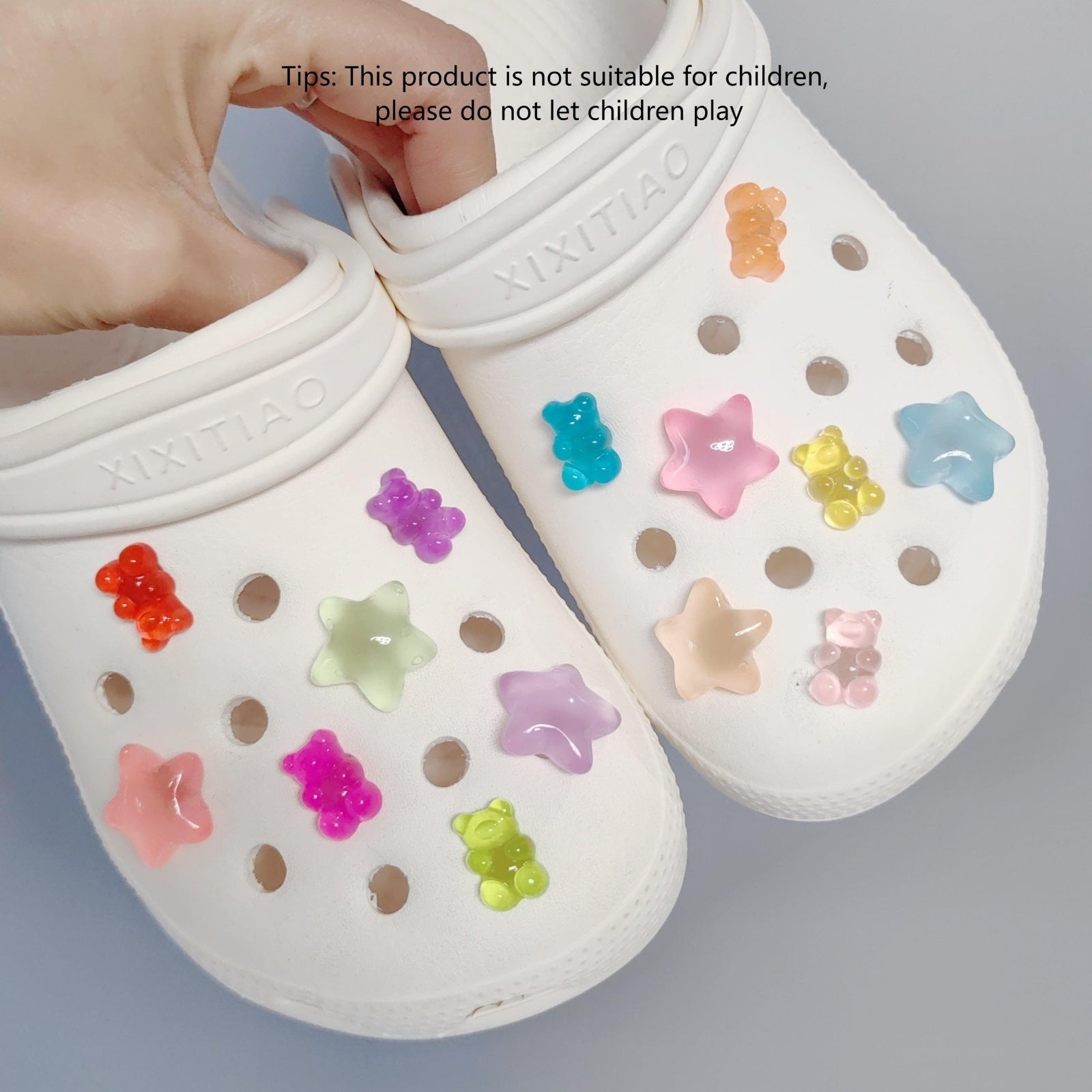 Kids Luminous Bear Shoe Charms Set PVC Vibrant Night Glow Sandals Decor