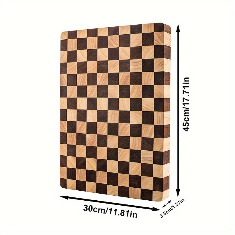 Large Vintage Wood Cutting Board Checkered Butcher Block Kitchen Chopping Board