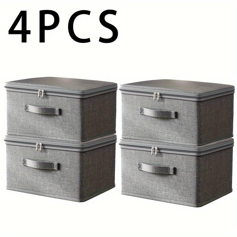 4 ta katta egiluvchan saqlash qutilari to'plami - kiyimlar va boshqa narsalar uchun suv o'tkazmaydigan va ko'p funksiyali tashkilotchisi, yotoqxona va yashash xonasi saqlash uchun ideal, o'lchami 45.01x35.0x26.01 sm