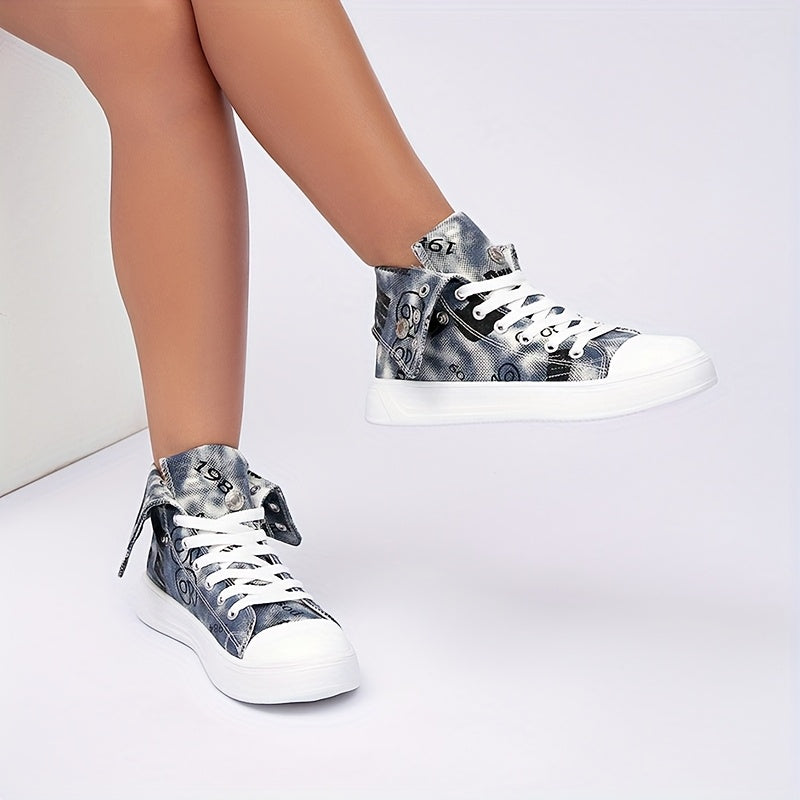 Women's Canvas High-Top Sneakers Breathable Lightweight Casual Shoes