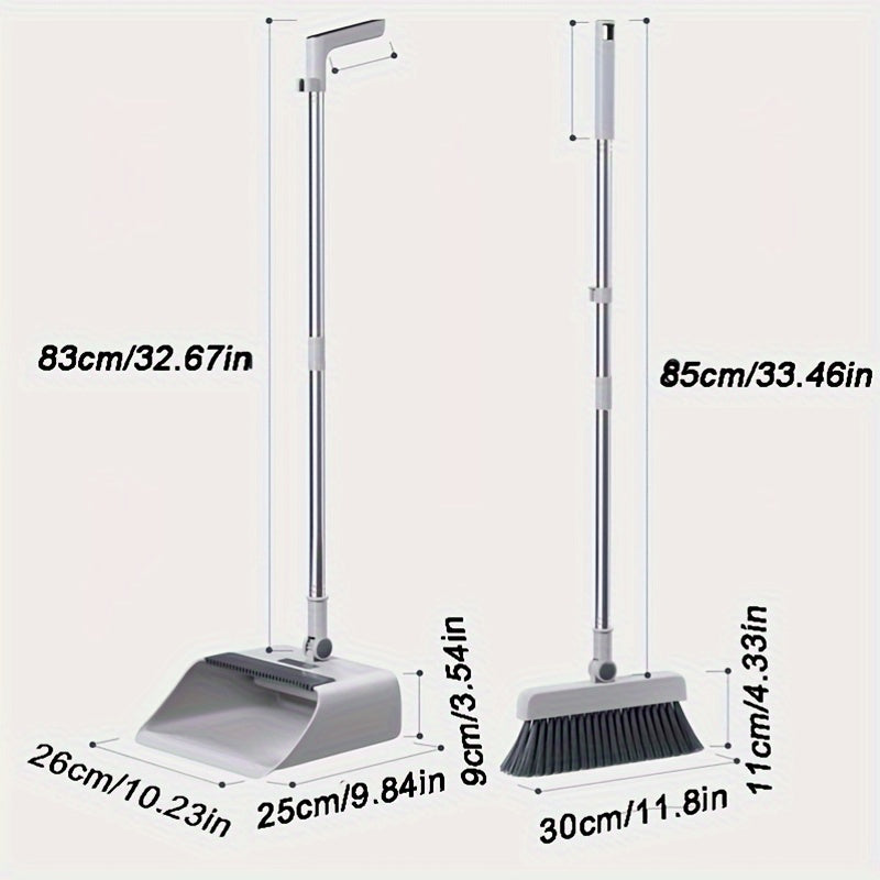 Conjunto de escoba y recogedor con cepillo para suelo, mango largo, limpiador de pelusas antiadherente