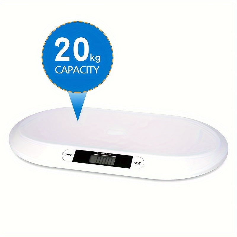 Baby and Pet Scale with Tare Function and Curved Ruler for Infants, Puppies, Cats up to 44 lbs