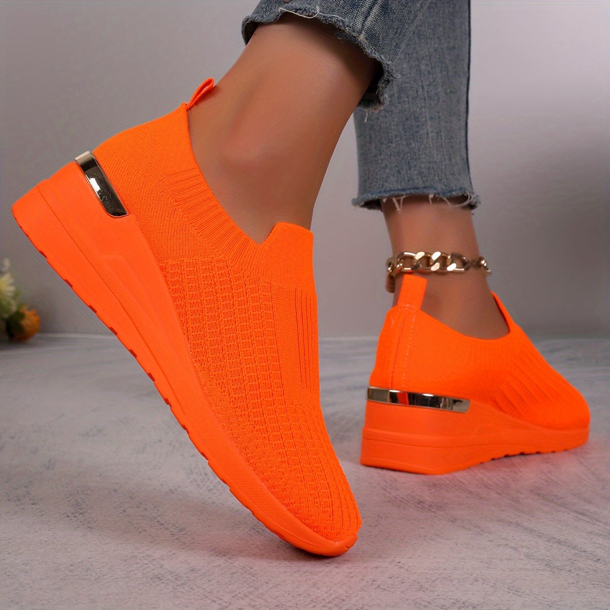 Women’s Pink Mesh Slip-On Casual Shoes Non-Slip Rubber Sole