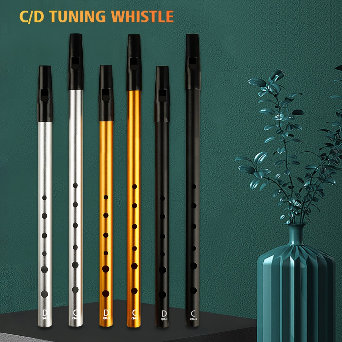 Kattalar uchun professional to'g'ri flüt, oltin alyuminiy qotishmasidan, boshlovchilar uchun, oltita teshik bilan