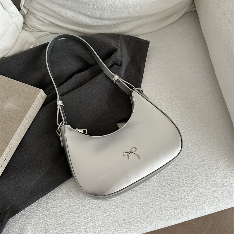 Korean Style Crescent Shoulder Bag PU Leather Fashionable Underarm Bag for Women