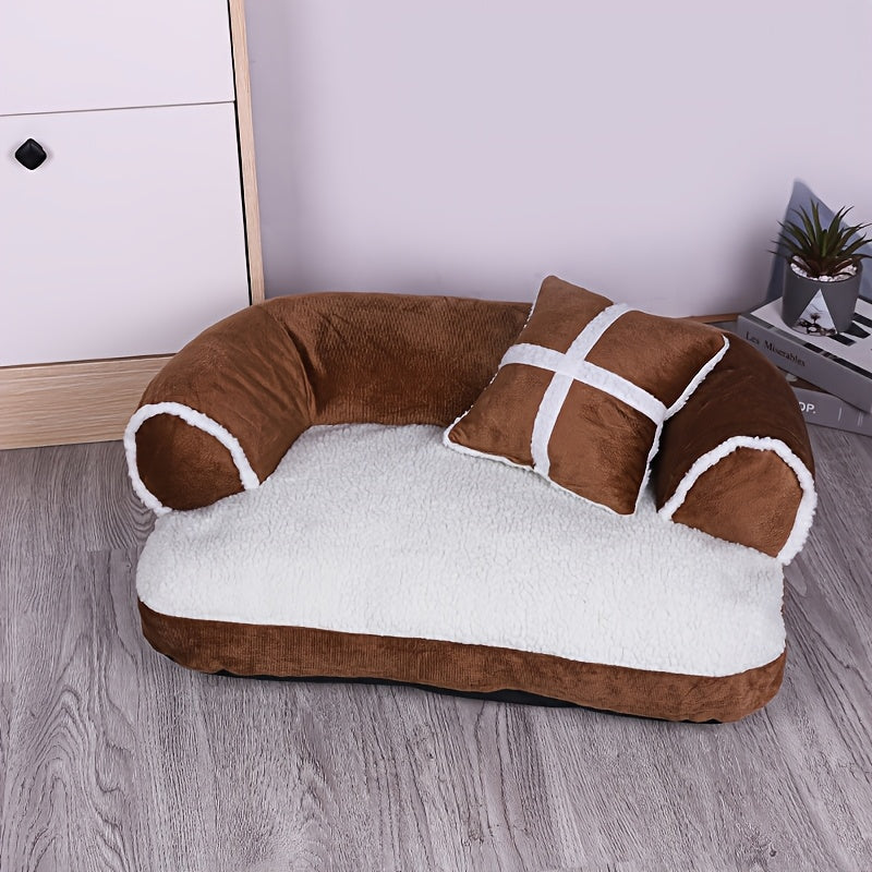 Winter Warm Pet Sofa Bed with Removable Washable Cushion for Small to Large Dogs and Cats
