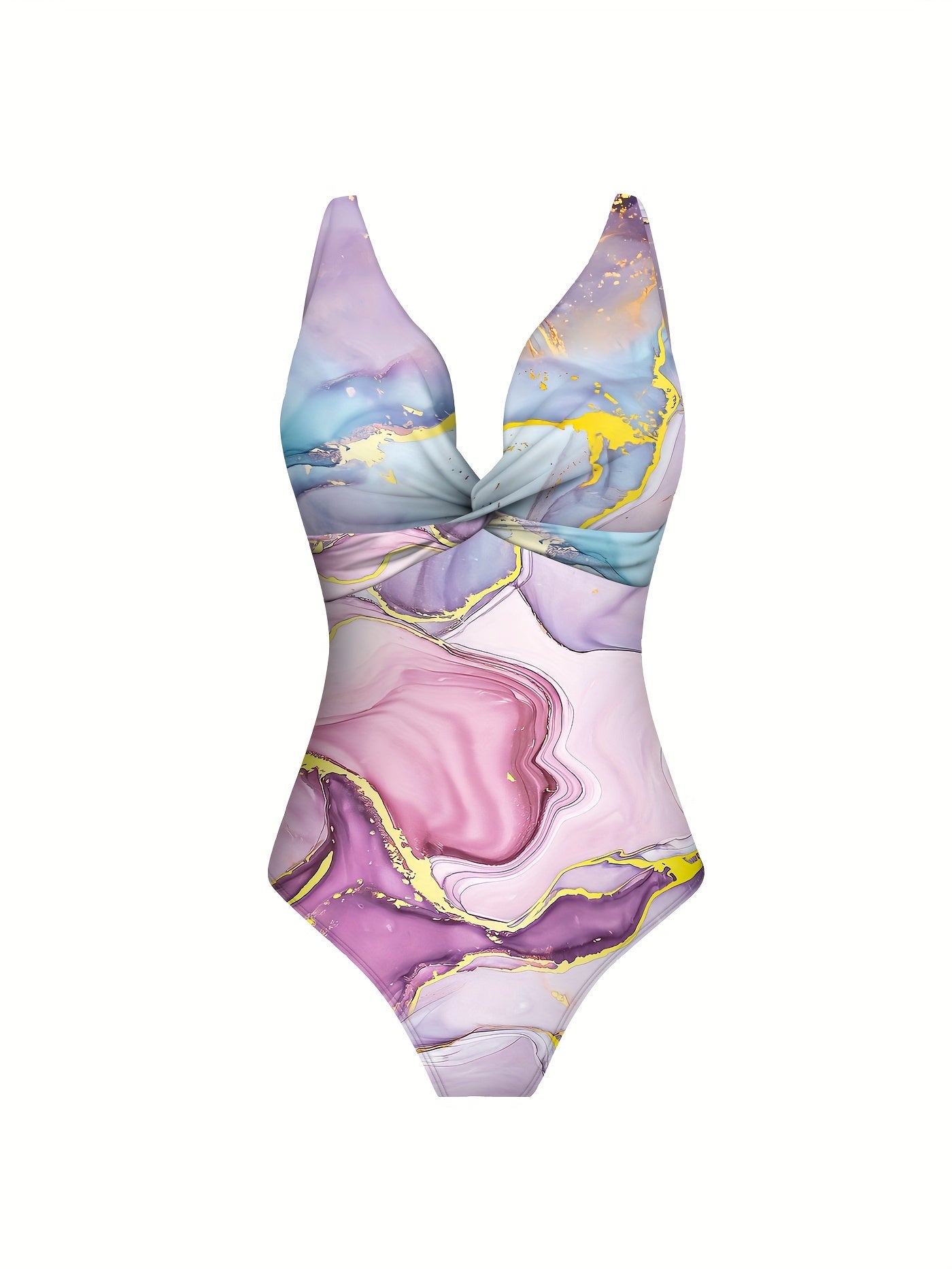 Комплект боди и обертки из мраморного океанского золота с завитком