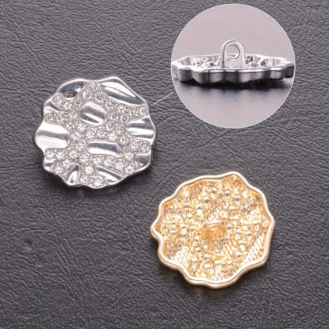 Set of 7 Handmade Irregular Alloy Buttons for Clothing and DIY Jewelry