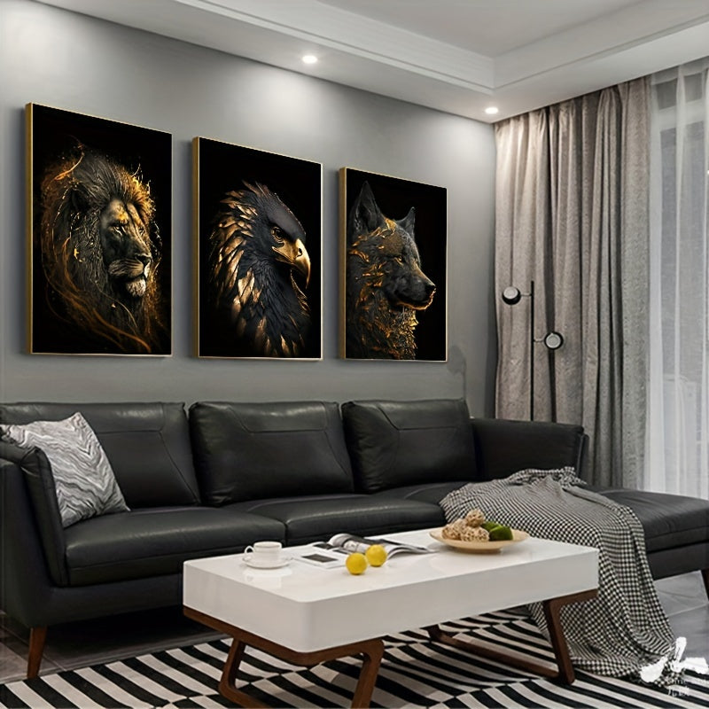Abstract Lion and Eagle Canvas Wall Art Set 15.7x23.6 Inches Living Room Decor