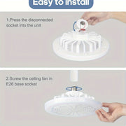 E27 Screw Socket Fan Lamp with Remote Control, Independent Fan and Light, Suitable for Bedrooms and Living Rooms