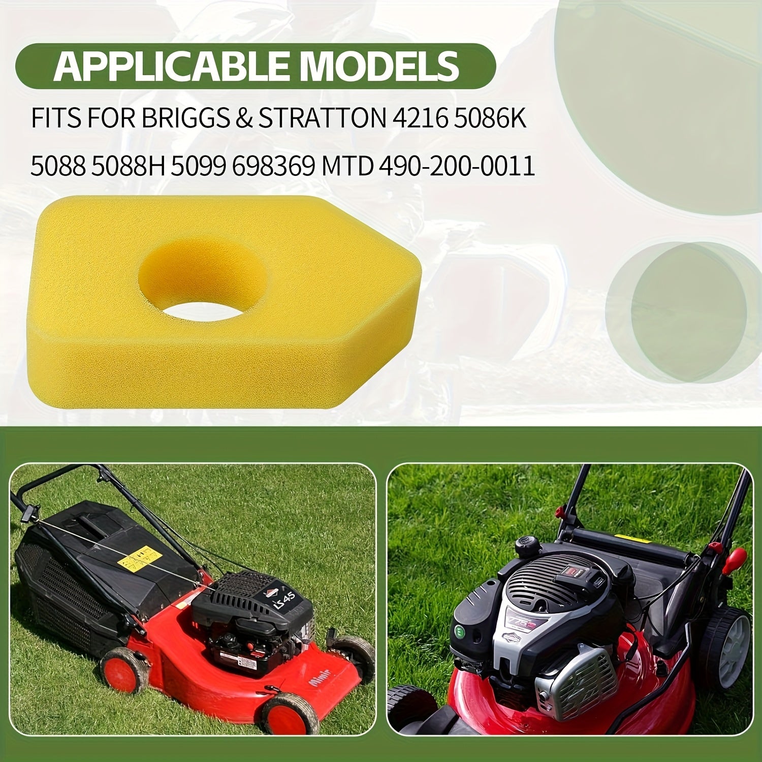 PE material havo filtri, batareyasiz, MTD 490-200-0011 kabi bir nechta modellarga mos keladi.