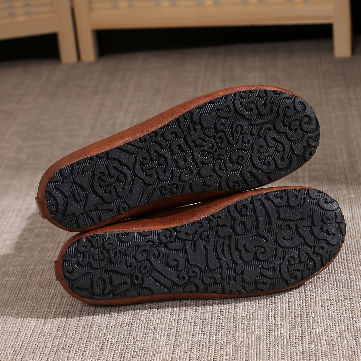 Women's Casual Solid Color Slip-On Loafers with Rubber Sole and Mid Heel