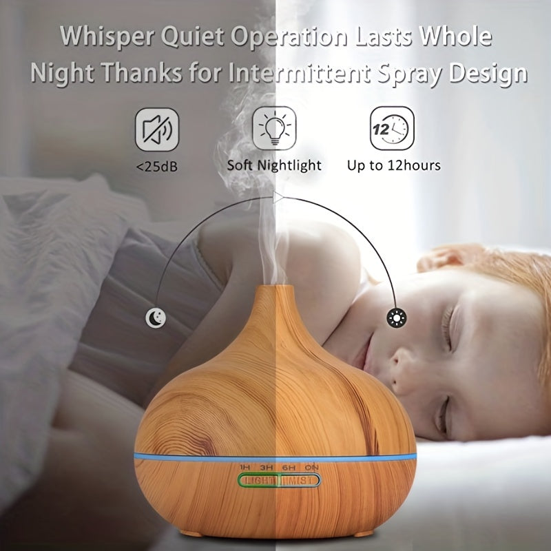 550ml Ultrasonic Essential Oil Diffuser with Remote Control Waterless Auto-Off