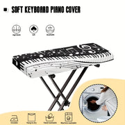 Funda de polvo para teclado de piano en blanco y negro para 61/88 teclas, material elástico resistente a las manchas