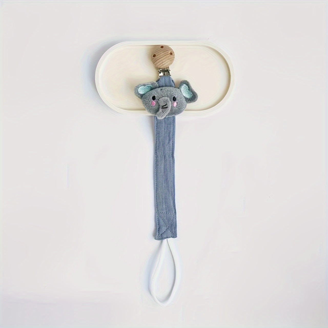 Juguete de dentición para bebé, clip de madera, elefante de peluche, sujetador de chupete de algodón para bebé niño y niña