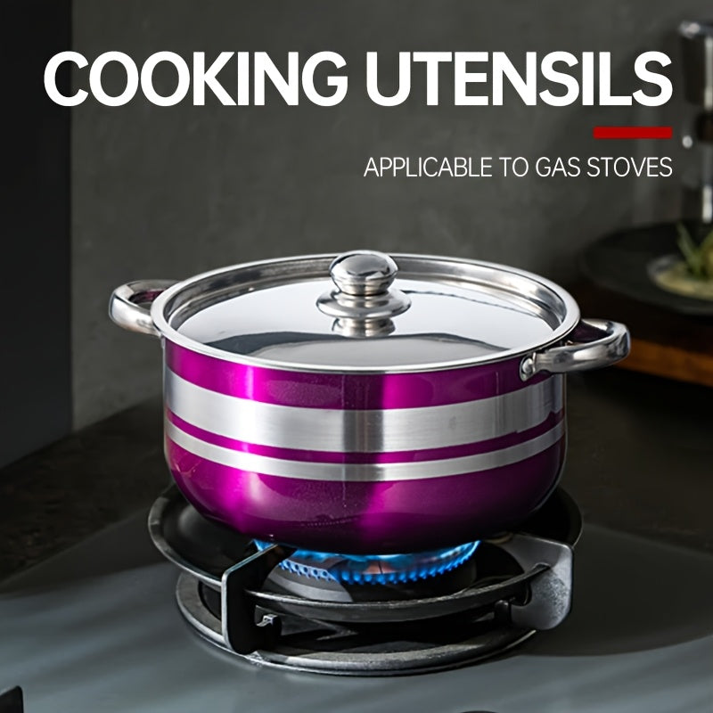 Set of 4 Stainless Steel Soup Pots with Lids, Versatile Cookware for Home and Restaurant