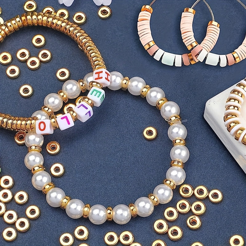 500 Pieces 6mm Gold Flat Round Spacer Beads for Jewelry Making Bracelets Necklaces Earrings