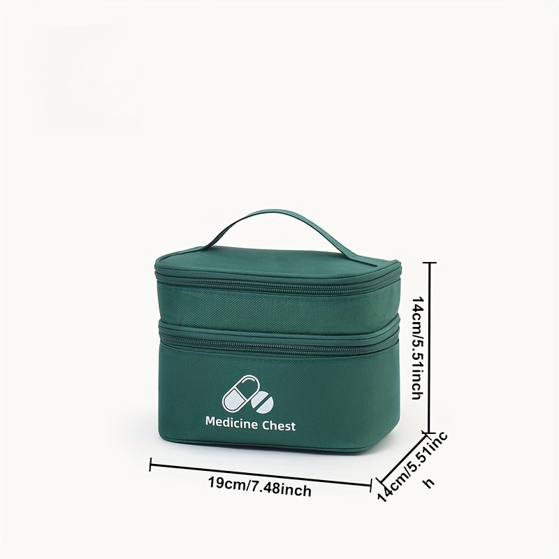 Red Polyester Zipper Pill Organizer for Travel and Home Storage