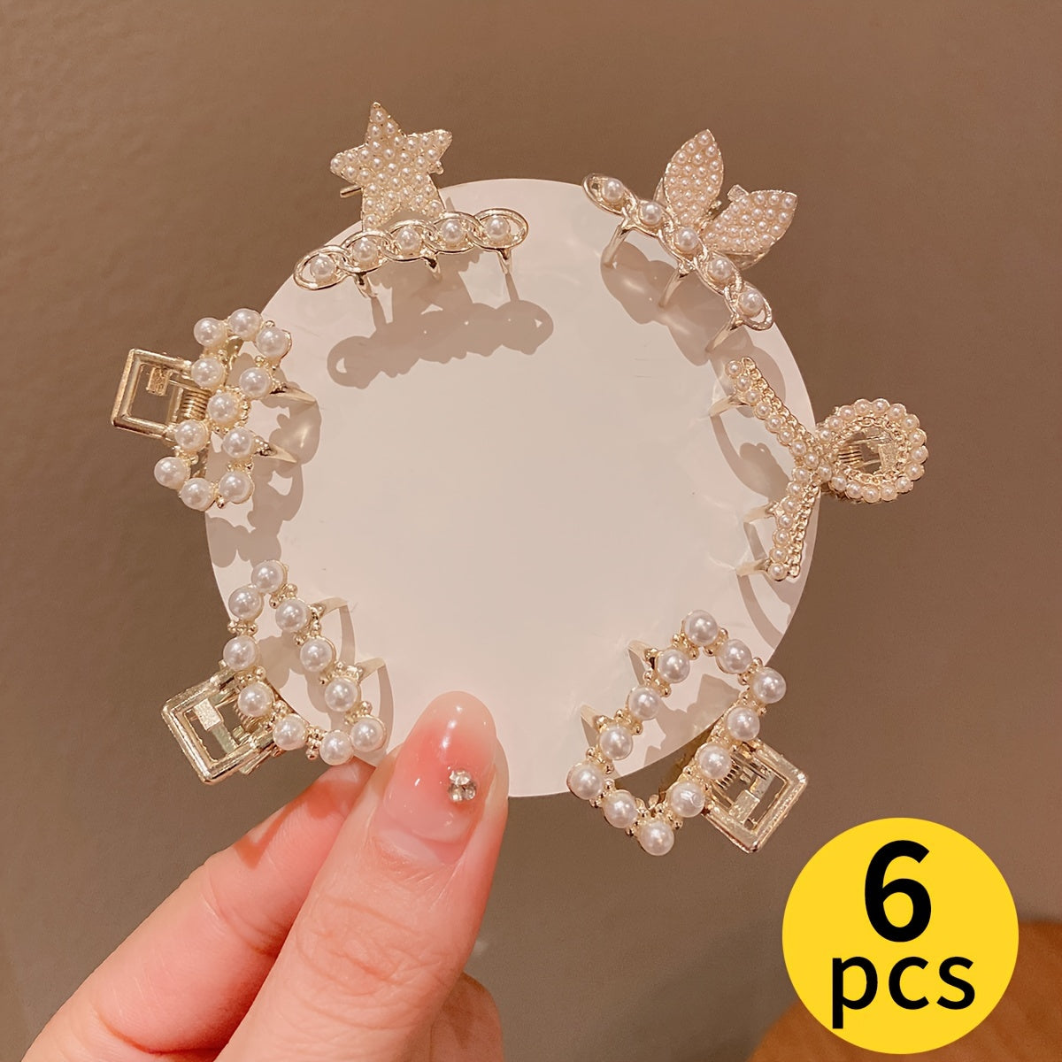 Women's Hair Clips 6/7/10-Pack Imitation Pearl Rhinestone Elegant Claws