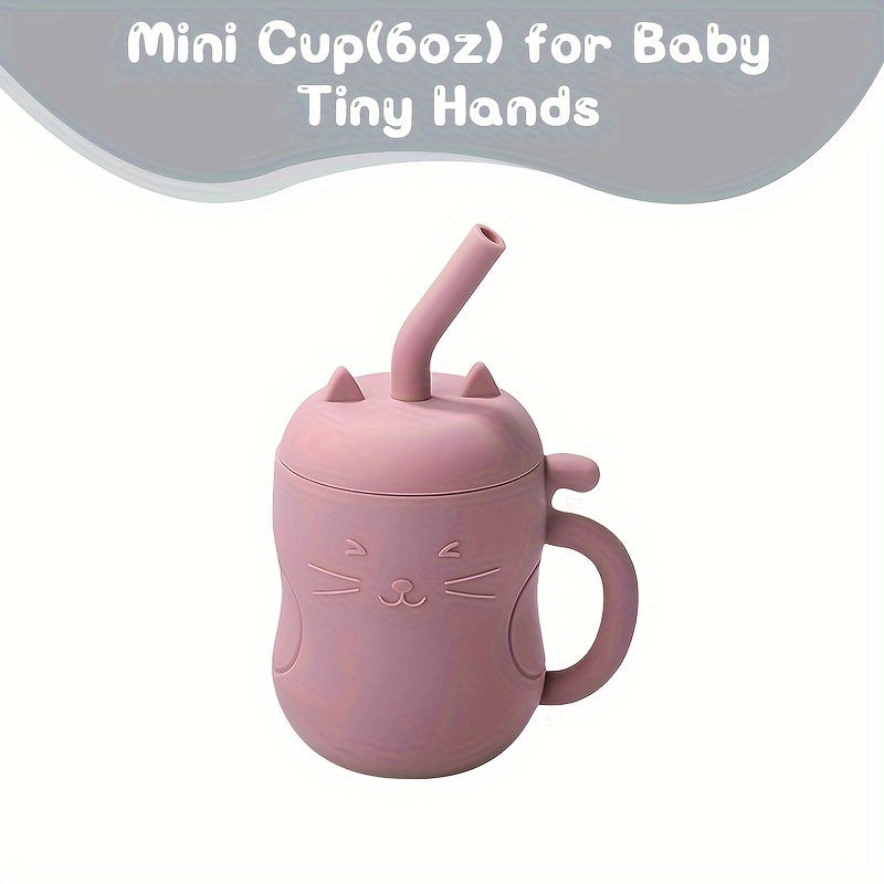 Kids Learning Cup 6oz Soft Rubber Training Cup with Lid Straw BPA Free