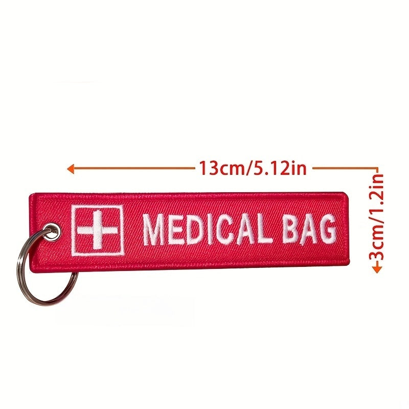 Unisex Medical Bag Embroidered Cross Logo Red Tag Keychain Motorcycle Accessories
