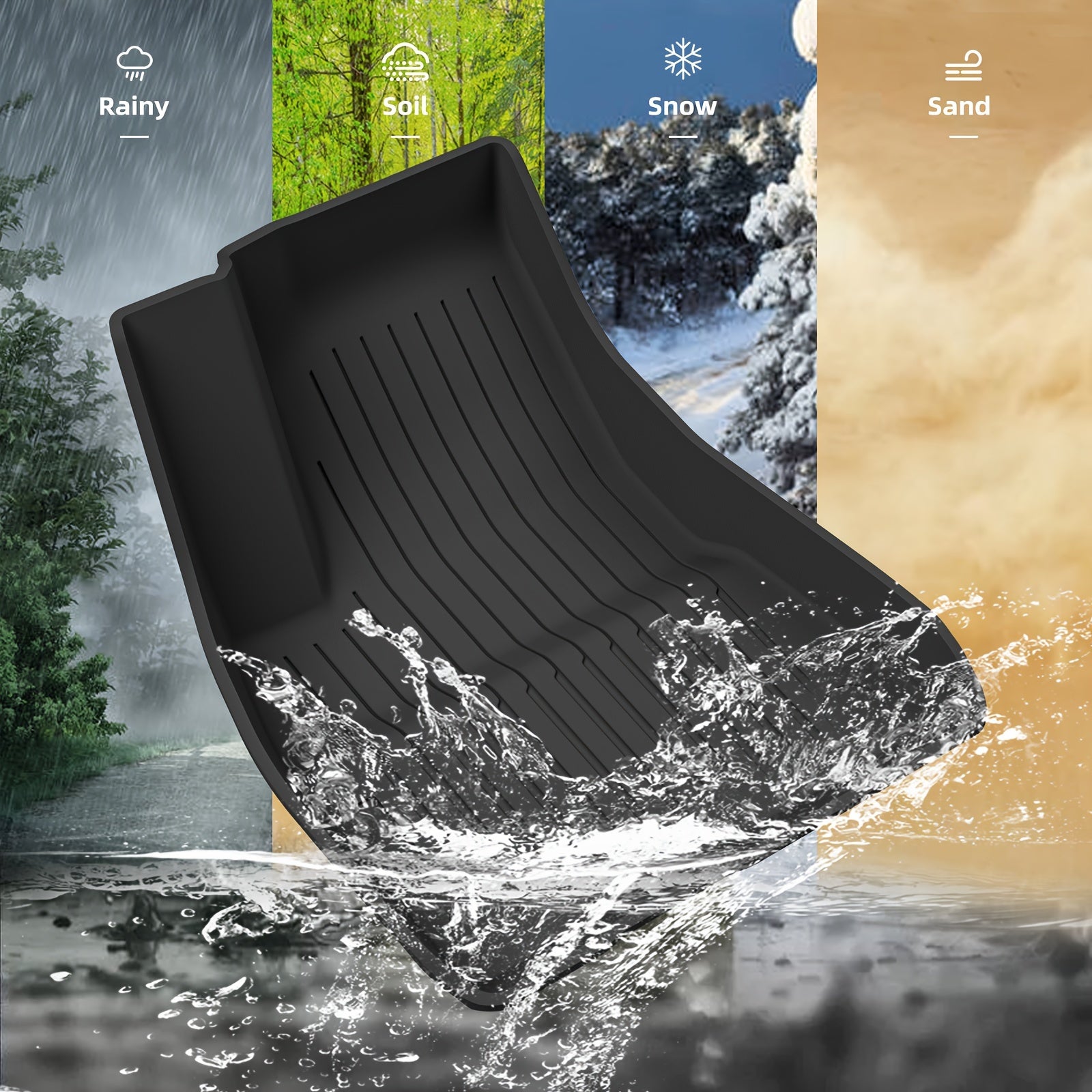 All-Weather TPE Floor Mats for Tesla Model Y Full Set Durable Liners