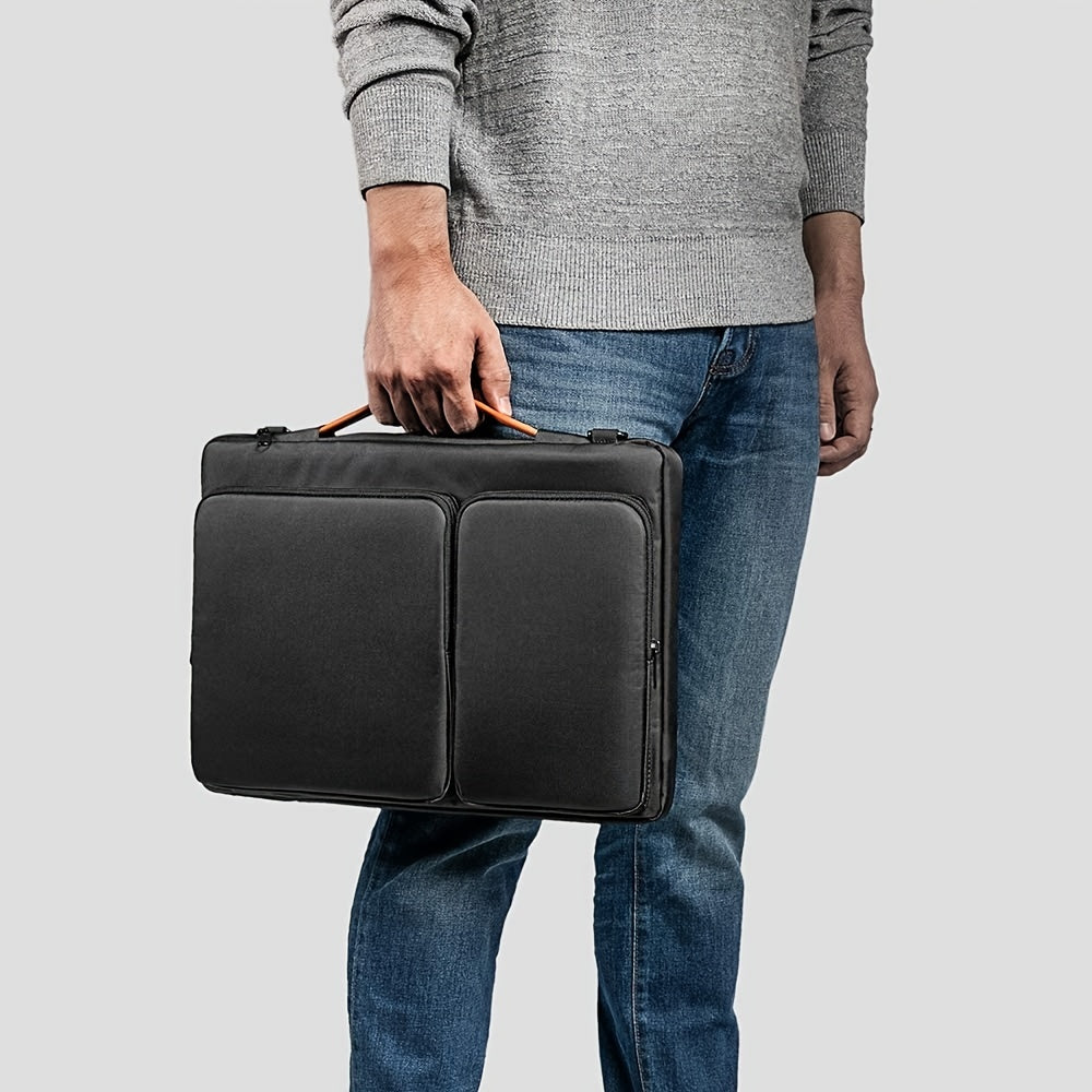 Waterproof Laptop Shoulder Bag 33-39cm with Handle and Adjustable Strap Black