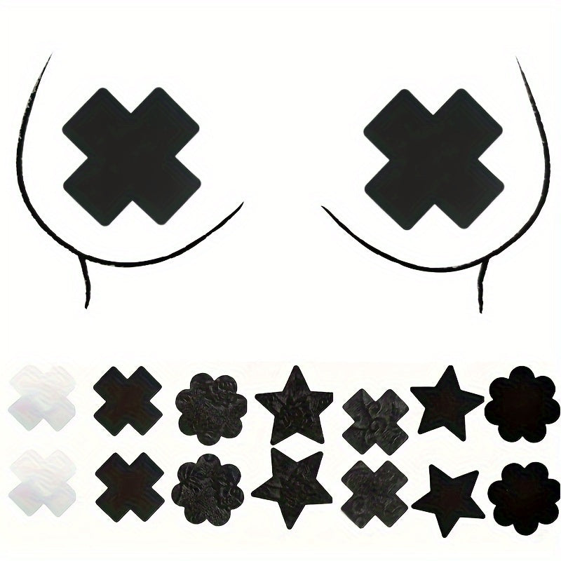 Disposable Satin Nipple Covers 5 Pairs Cross Pattern Self-Adhesive Invisible Underwear