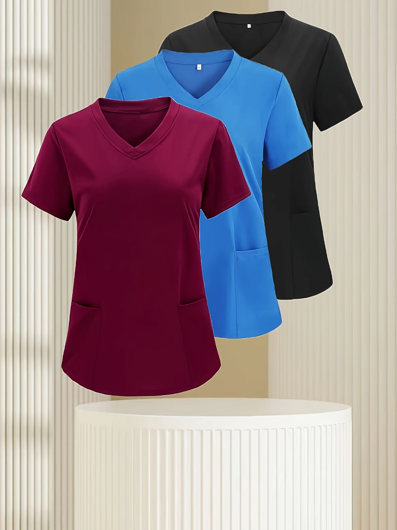 Women's Plus Size Casual T-Shirts - Double Pocket Short Sleeve Tees