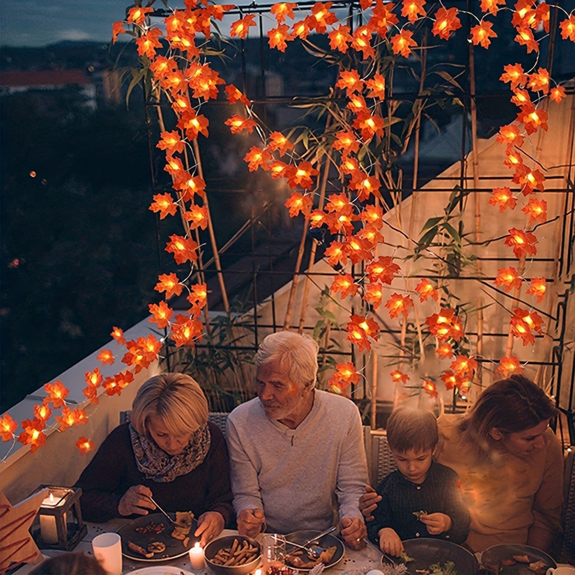 Luces de cadena LED de hoja de arce rústica de otoño para decoración de Acción de Gracias y Halloween