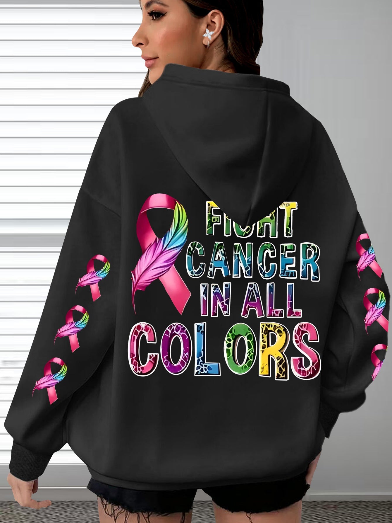 Uniseks kapüşonlu casual polyester sviter, har qanday mavsum uchun alfavit bosma bilan