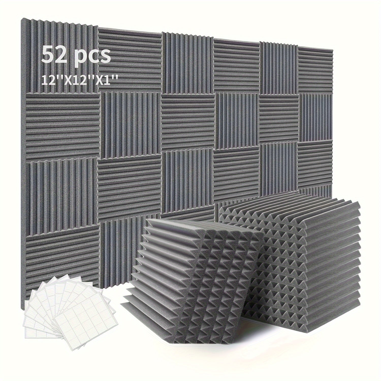 Acoustic Foam Panels 52 Pieces Fire Resistant Soundproofing Studio 2.54cm x 30.48cm