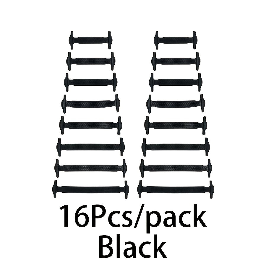 16-Pack Silicone No-Tie Shoelaces Waterproof Stain-Resistant Lightweight