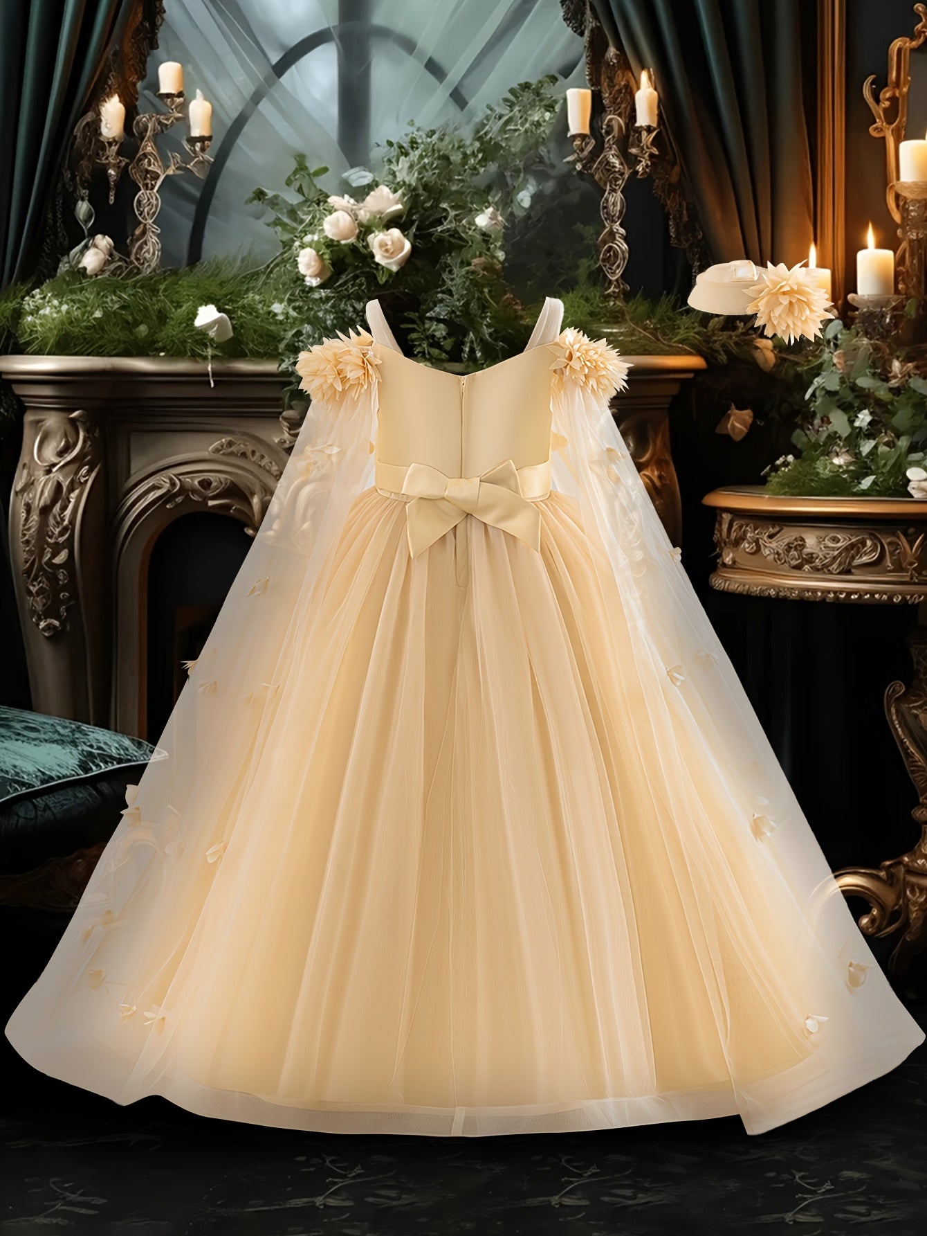 Girls Light Blue Off-Shoulder Floral Dress for Girls Weddings Parties and Performances