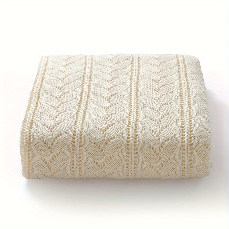 Manta de punto azul claro con patrón argyle de camello, suave algodón, cubierta versátil para cochecito