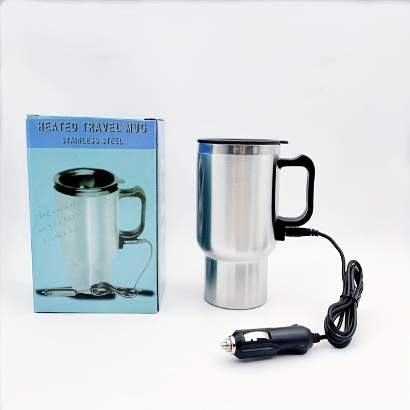 Stainless Steel 450ml Electric Heating Mug Car Travel Coffee Kettle