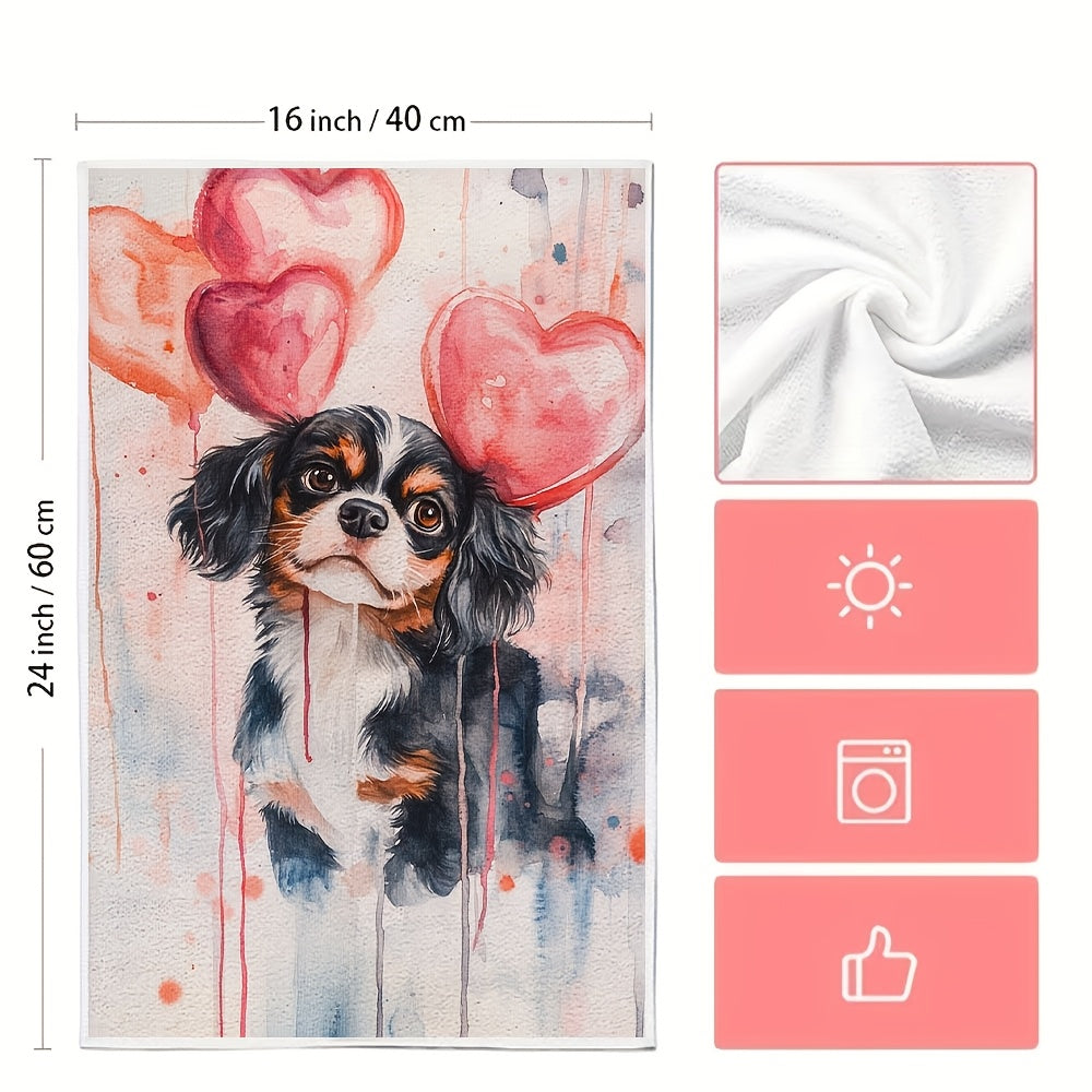 Valentine's Day Kitchen Towels 2 Pack Ultra Soft Absorbent Dish Hand Towels